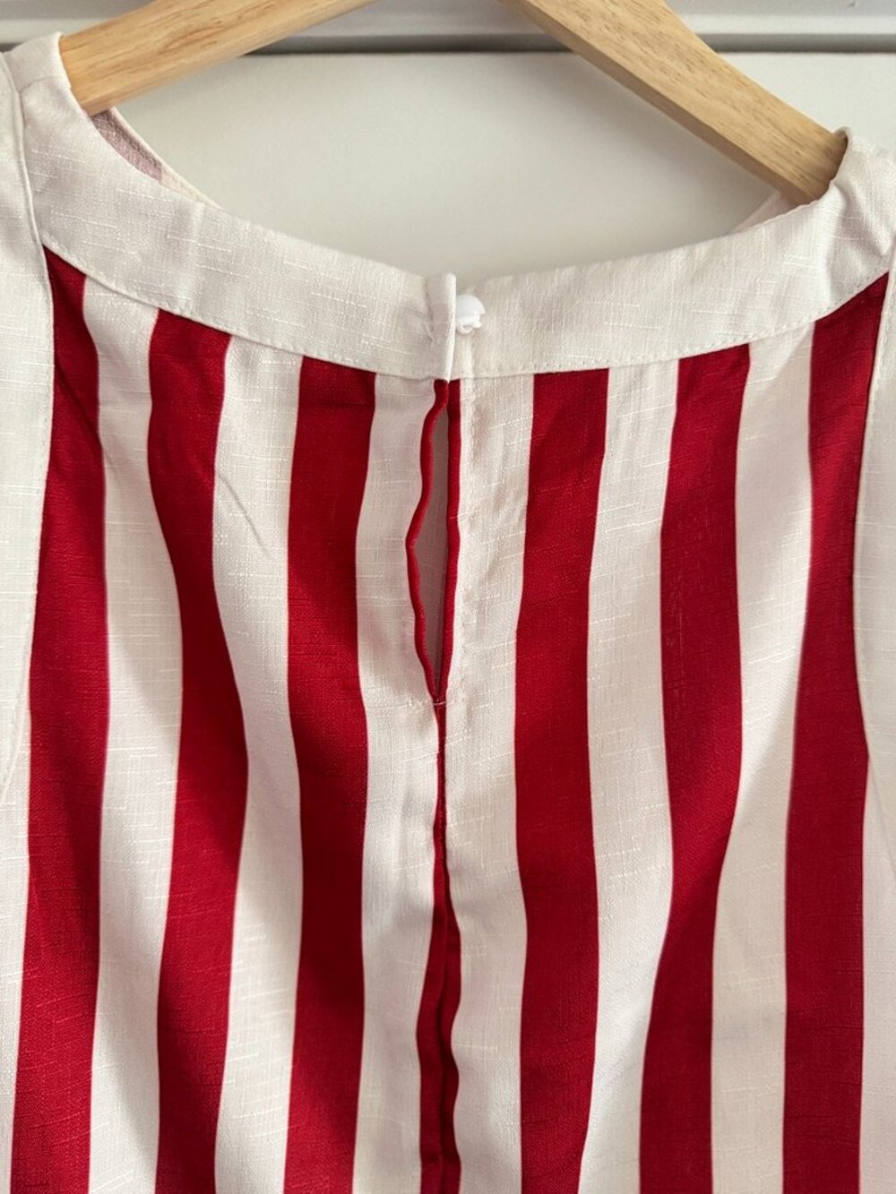 Red White Stripe Fish Print Shift Dress Nautical Coastal Sleeveless Size L - Picture 5 of 5